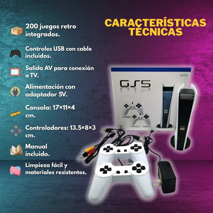 RetroBox 200™ – Mini Consola Clásica + 2 controles 🎮